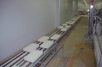 Fabrication du fromage - Transfert des faisselles d'égouttage sur bandes